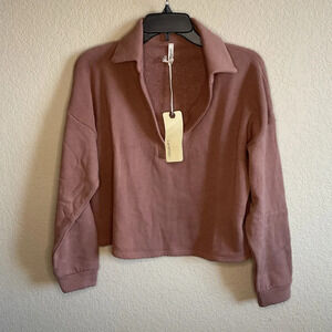 NWT Lanston Revolve‎ Womens Longsleeve Cropped Pullover Sweatshirt Size XS